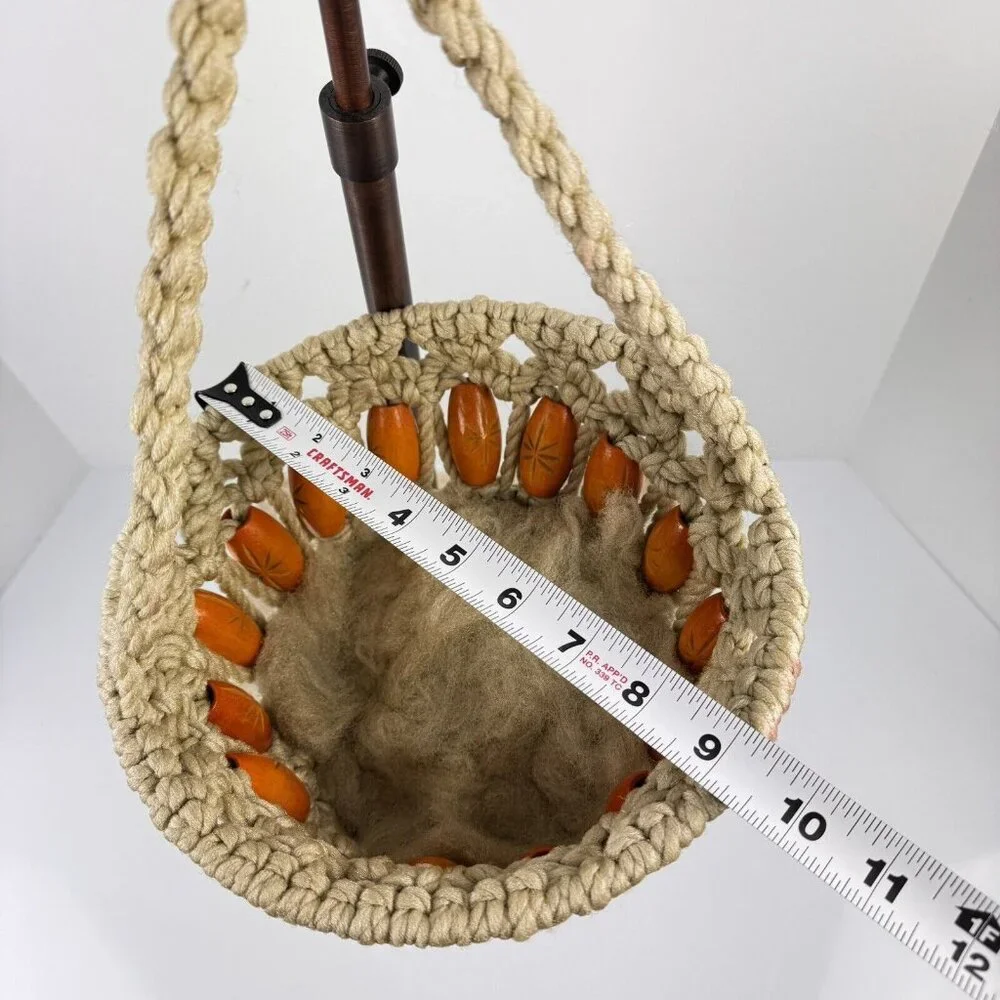 Vintage macrame basket